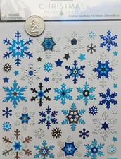 Christmas Snowflakes Foil Stickers - 2 Sheets 86 Pieces- Christmas Paper Crafts