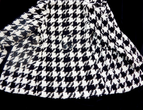 NY Yoki Girls Houndstooth Winter Jacket Pea Coat Sz 6X - L Black lined - Picture 2 of 12