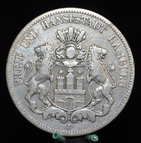 - M.F.B - Dt. Kaiserreich - 5 Mark  1876 J.- FREIE UND HANSESTADT HAMBURG - 22.