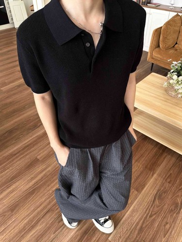 Summer Knitted Cotton Linen Old Money Breathable Lapel Short-sleeved Knitted Top - Picture 16 of 26