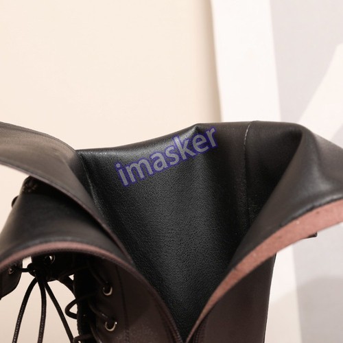 Botas de caballero retro para mujer con cordones cremallera cuero montar informales botas hasta la rodilla - Imagen 22 de 26