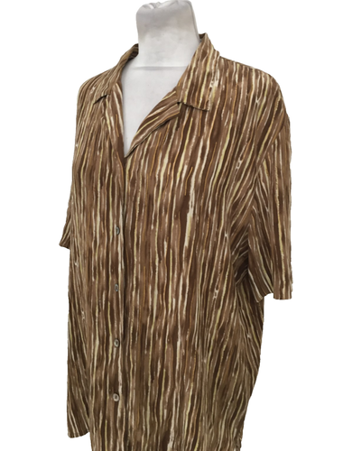 Liz Claiborne Women’s Silk Shirt Size 14 Brown Short Sleeve Pattern Used F1 - Picture 7 of 11