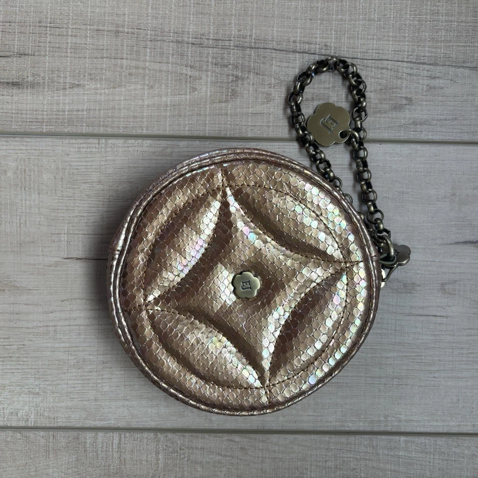 ERIC JAVITS $185 Serpiente Cuero Repujado Muñequera Redonda Bolso sin asas Cadena Usado en Excelente Condición Foto 2 de 4