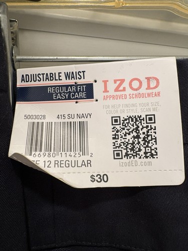 Izod Girls Navy Blue School Uniform Pants Size 12 Reg NWT Skinny Stretch Waist - Picture 5 of 7