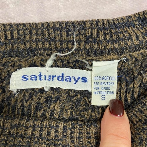 Vintage Knitted Jumper Abstract Textured Patterned Grandad Knit Sweater Men's - Picture 4 of 5