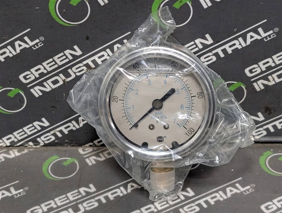 NUEVO EE. UU. Manómetro 165298LG 2-1/2" Lleno de Aceite 100 PSI/BAR Foto 3 de 3