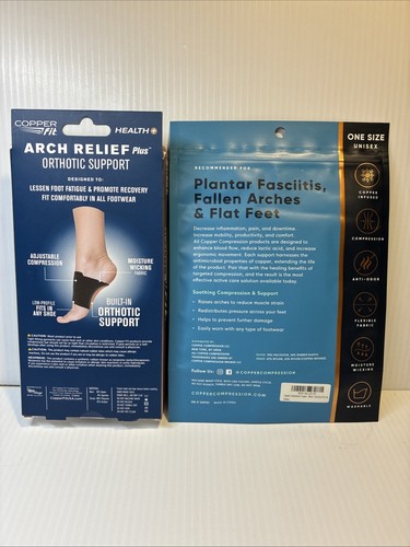 Copper Fit Health Unisex Arch Relief Plus with Built-In Orthotic Support - Black - Picture 2 of 4