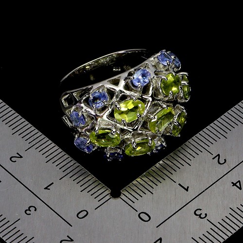 925 Sterling Silver Ring Oval Peridot Tanzanite Butterfly Gemstone Jewelry Size - Picture 3 of 14