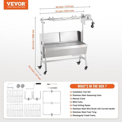 Uimoso Lammgrill Spanferkelgrill Spießbratengrill 42W 61kg Elektrisch Anschlag - Bild 7 von 12