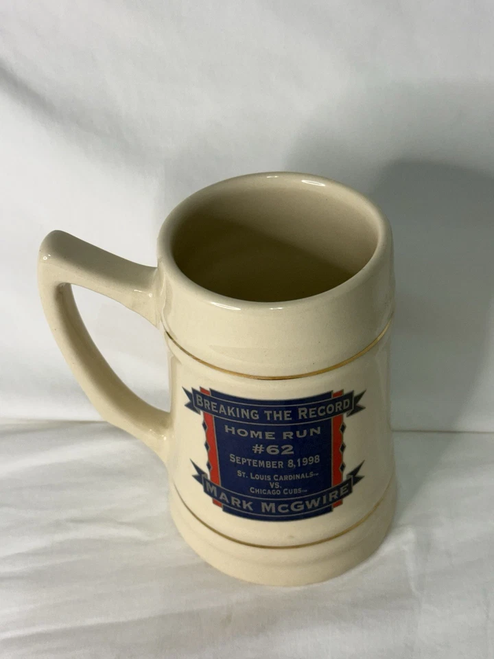 1998 Mark McGwire MLB BASEBALL Home Run Record Ceramic Stein Mug - Image 4 of 4