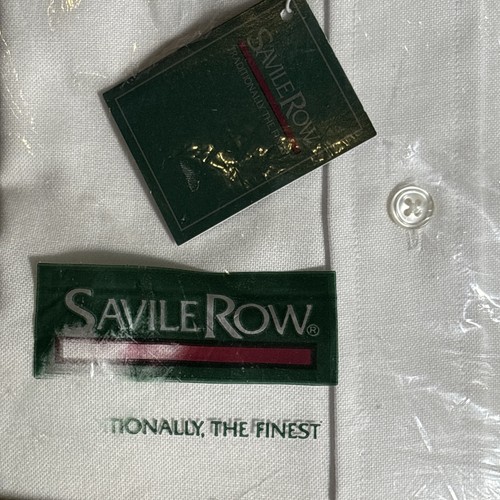 Savile Row Mens Formal Shirt 100% Cotton 15.5 32/33 Solid White - Picture 4 of 9