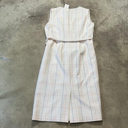 Hugo Boss Dress Womens 14 Dalyris White Plaid Sleeveless Pockets V-Neck Belted - 第 4/10 張圖片