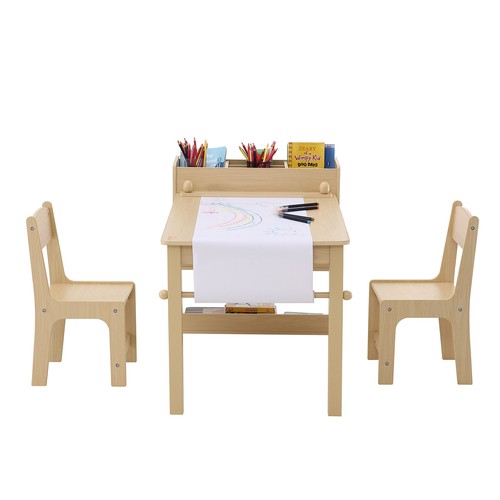 Uimoso Kids Art Table and 2 Chairs Toddler Craft and Play Table with A Cabinet - Picture 12 of 12