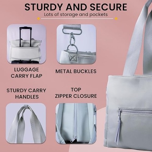 Roo & Bear Borsa per Pannolini in Neoprene Tote - Borsa da Viaggio Impermeabile Grande Capacità - Foto 4 di 6