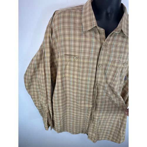 Patagonia Organic Cotton Midweight Shirt Plaid Longsleeve Size XL Tan - Picture 10 of 10