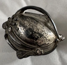 Antique Art Nouveau Footed Jewelry Casket Trinket Box B&W 126 Pink Lined