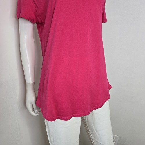 NY & Co Size L T-Shirt Top Pink Short Sleeve Wide Neck Cotton Womens NWT - Picture 4 of 8