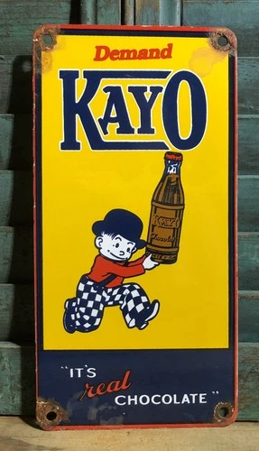 Vintage Demand KAYO it’s Real Chocolate 12” USA PORCELAIN SIGN