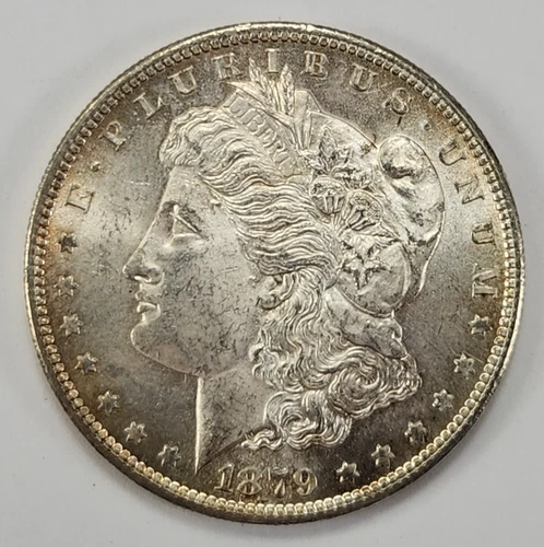 1879 S Morgan Silver Dollar   $1 Coin Almost Uncirculated San Francisco Toning