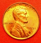 1951-P Lincoln Wheat Cent Penny GEM RD BU From an Original Bank Roll