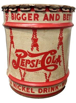 Antique 1940s Pepsi Cola Double Dot 10 Gallon Metal Syrup Drum w