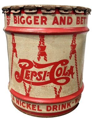 Antique 1940s Pepsi Cola Double Dot 10 Gallon Metal Syrup Drum w