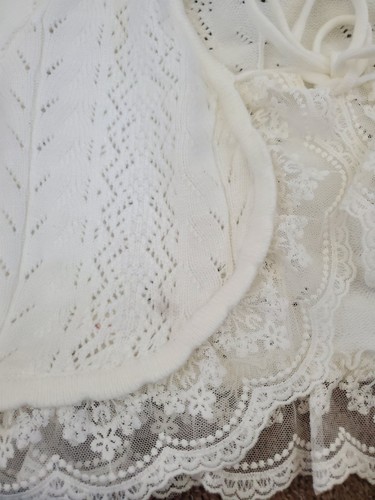 NWT ALTAR’D STATE Cardigan Women’s Small Ivory Knit Crochet Cottagecore Ruffle - Picture 5 of 5