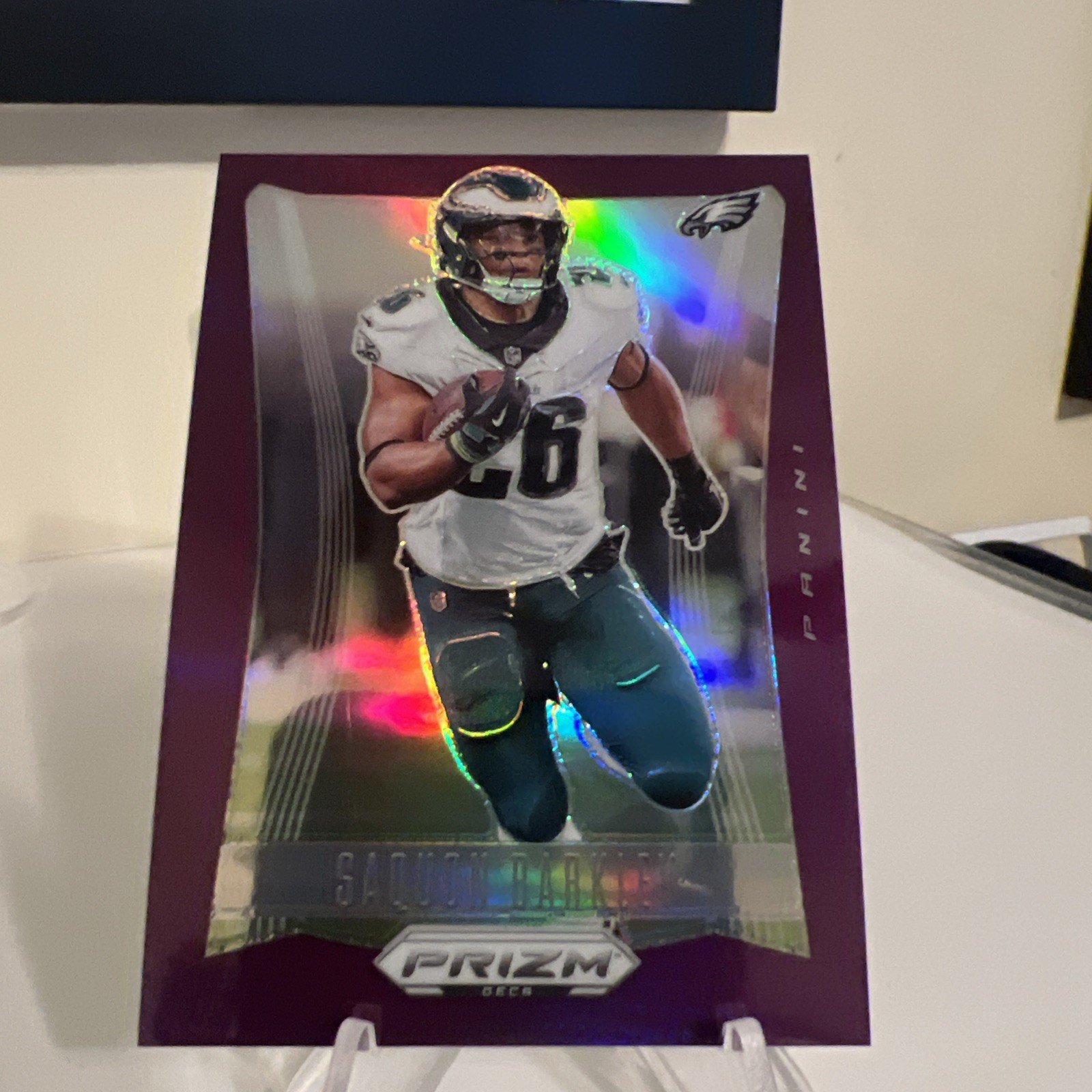 SAQUON BARKLEY 2024 PANINI PRIZM DECA FOOTBALL PURPLE 58/99 EAGLES