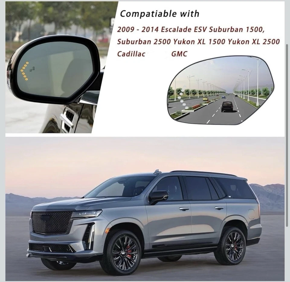 Driver Side Mirror Glass Replacement For Cadillac Escalade Suburban Tahoe - Imagem 3 de 4