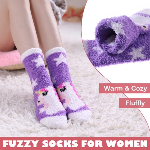 Womens Fuzzy Socks Cozy Fluffy Winter Warm Slipper Socks Microfiber Soft Home... - Picture 4 of 6