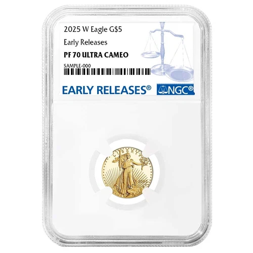 2025-W $5 1/10-oz Proof American Gold Eagle NGC PF70UC ER Blue Label
