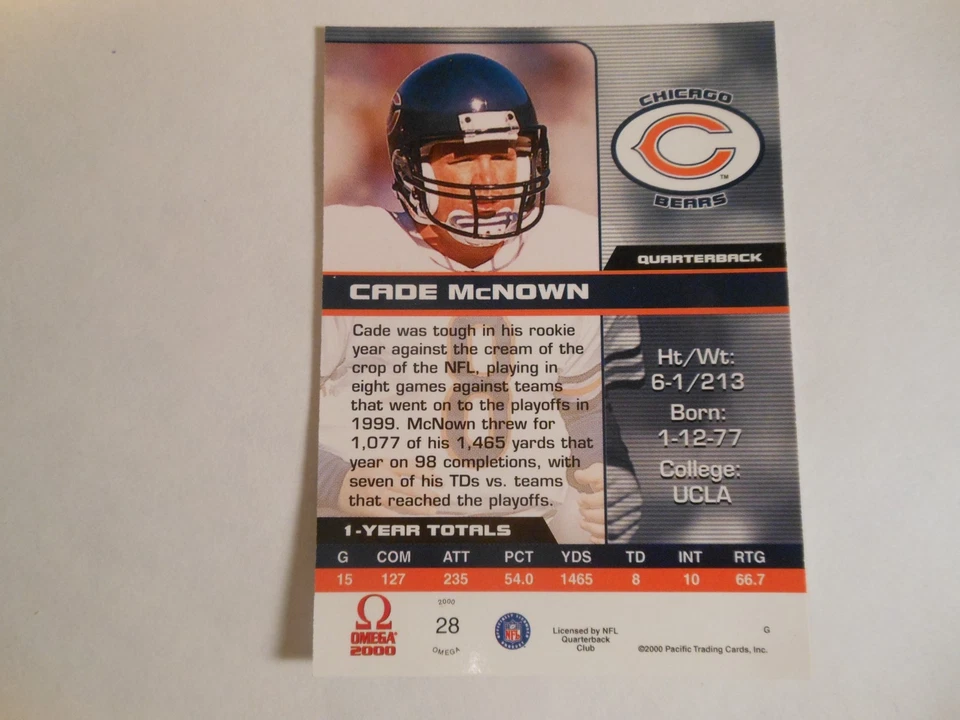 2000 Pacific Omega #28 Cade McNown 49/92 Rare SP - Image 4 of 4