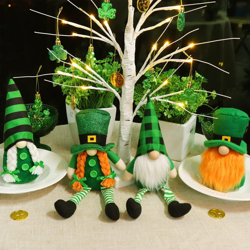 St Patricks Day Gnomes Gifts, 4 Pcs Handmade Plush Tomte Swedish Scandinavian... - Picture 4 of 5
