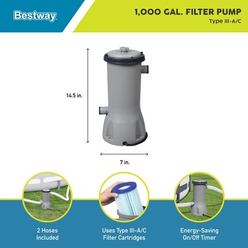 Pompe filtrante piscine hors sol Bestway Flowclear 1000 gallons par heure - Photo 2 sur 12