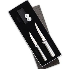 Rada Paring Knife Set with Sharpener Silver Handle 2-Piece Kitchen Cutlery