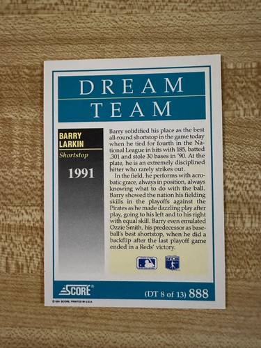 1991 Score Baseball Dream Team Select A Card - Picture 14 of 24