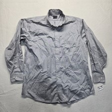 Van Heusen Solid Gray Regular Dress Shirt Button Up Adult Men's Size 16.5 34/35