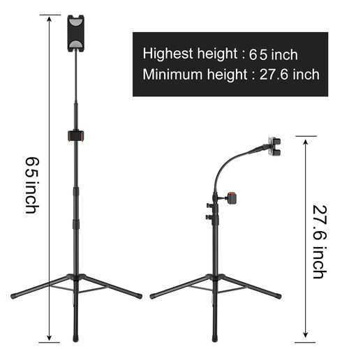 Tripod Stand for Ipad,Gooseneck 65-inch Floor Stand for Tablet,Floor Stand fo... - Picture 2 of 9
