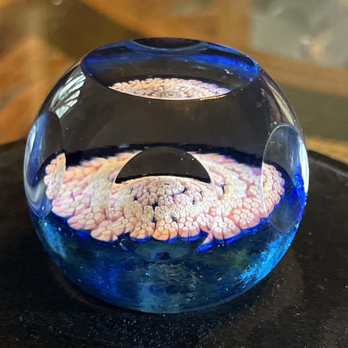 Caithness Whitefriars 1985 rosa Millefiori blau facettierter Schmetterling Briefbeschwerer - Bild 5 von 14