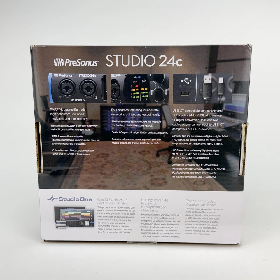 PreSonus Studio 24c USB-C Audio Interface 2x2 24-bit/192kHz MIDI PC Mac USB 2.0 - Image 3 of 4