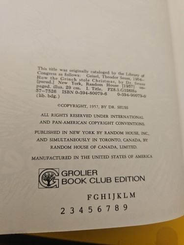 Vintage Dr Seuss How The Grinch Stole Christmas 1957-1985 Edition VTG Hardcover - Picture 2 of 4