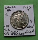 1943 P Walking Liberty Half Dollar 90% Silver HIGH GRADE Gem BU STUNNER HIGH BU