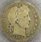1909 Barber Quarter – 90% Silver – Philadelphia Mint – Nice Circulated Example