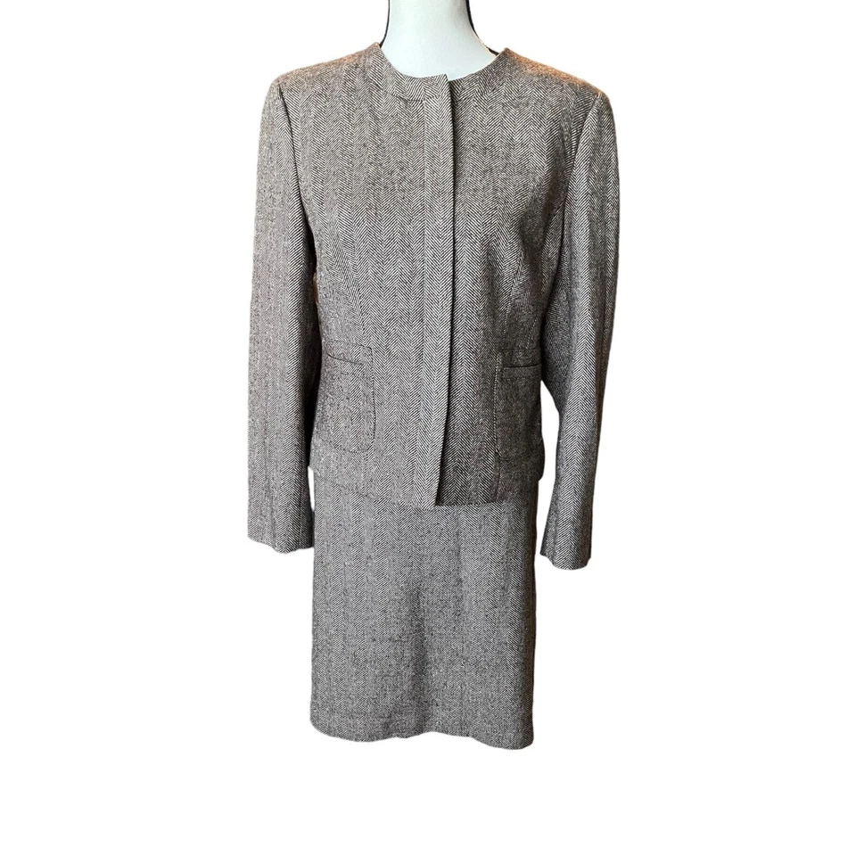 Conjunto de traje para mujer Evan-Picone mezcla de lana tweed 3 piezas marrón talla 8 Foto 2 de 4