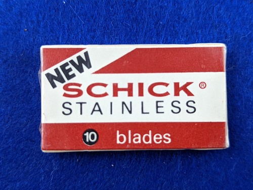 Paquete de 10 cuchillas de afeitar de acero inoxidable vintage sin usar en 1 paquete sellado Schick hechas en Holanda - Imagen 7 de 9