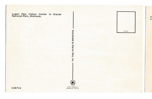 LOGAN PASS VISITOR CENTER Glacier National Park Columbia Falls Montana Postcard - Picture 2 of 2