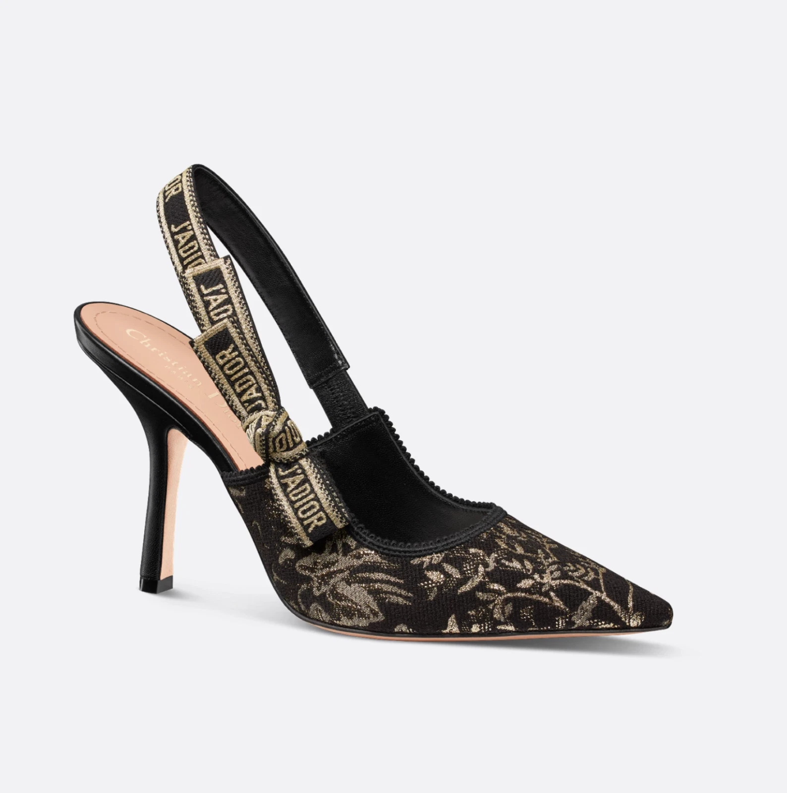 Escarpin Dior J'Adior escarpin noir et or jacquard millefiori   Taille 38,5