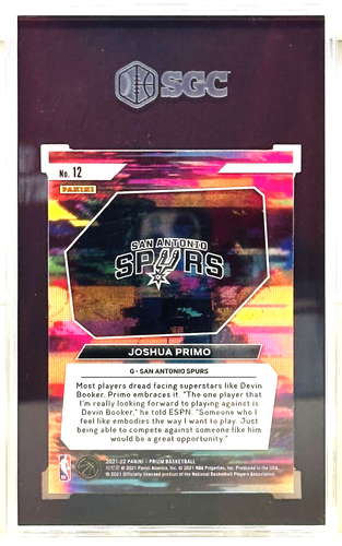 2021 Panini Prizm 12 Joshua Primo Instant Impact SGC GM MT 10 San Antonio Spurs - Picture 2 of 2