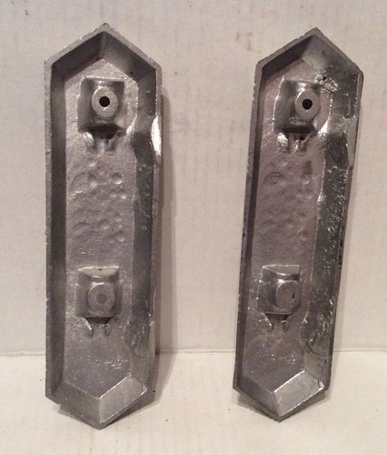 Pair Art Deco Machine Age Cast Aluminum Architectural Salvage Drawer pulls bases - Picture 4 of 5