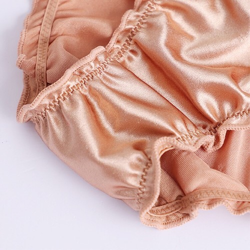 002 Floral Satin Frilly Bow Trim Sissy Panties Knicker Briefs Size 6-16 - Picture 3 of 6